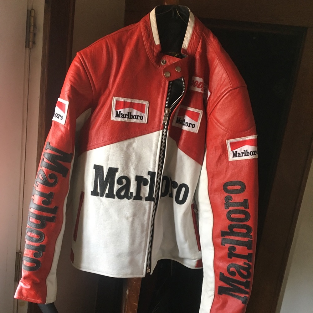 90s Vintage Marlboro leather racing jacket.